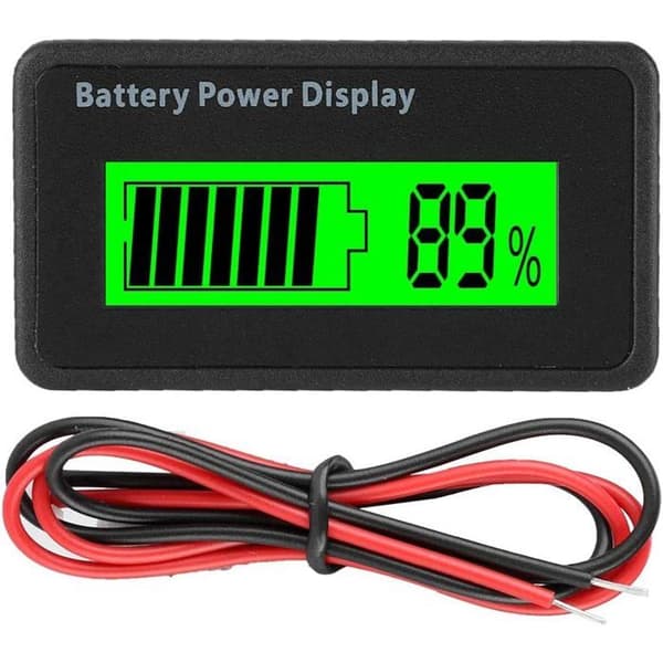 12-48V Batterikapasitetsindikator Voltmeter med Grønn Bakgrunnsbelyst LCD - % Display