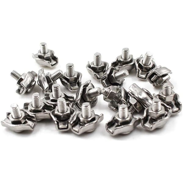 Duplex 2-stolpers wiretauklemme i rustfritt stål, M4 20 stk.