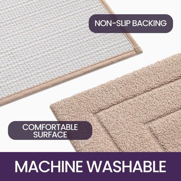 Halkfri badrumsmatta 40 x 60 cm i extra tjock mikrofiber – beige