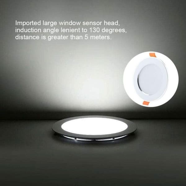 9W LED innfelt taklampe med bevegelsessensor - hvit, 3000-6500K