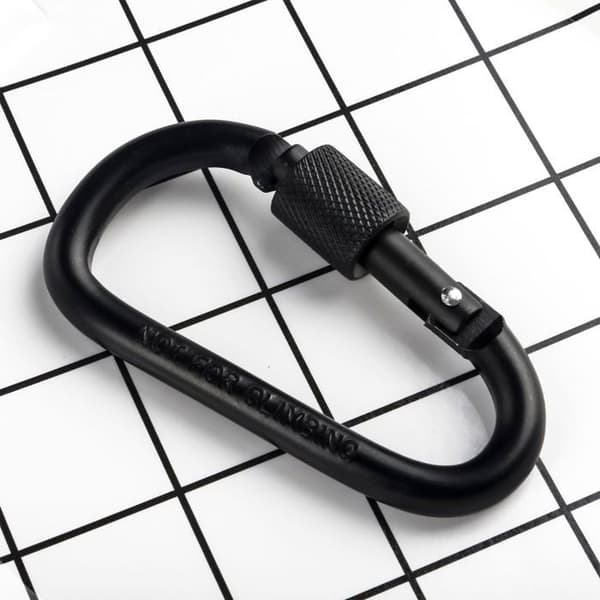 75x40 mm Karbinhake (2 st) - D-form - Skruvlås - Svart
