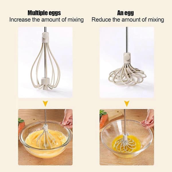 Eggvisp i rustfritt stål - Metallvisp - Non-stick håndvisp i rustfritt stål, justerbar for eggvisper, visping, matlaging