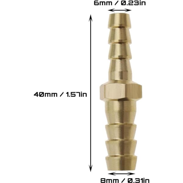 2 st mässingsreducerande slangkoppling rak anslutning 8 mm till 6 mm för båtluftslang