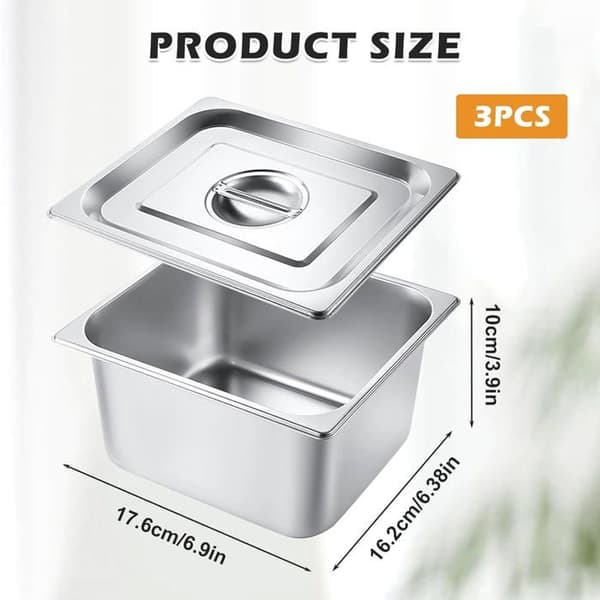 Matbrickor i rostfritt stål, set om 3, 17,6x16,2 cm, rektangulära ugnsformar, praktiska för att baka kakor och grilla