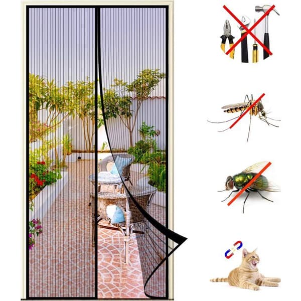 Magnetisk myggenet til dør 150x220 cm - myggemiddel, polyester, magnetisk lukning