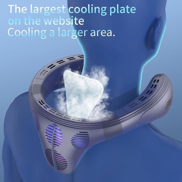 Bladeless halsventilator - Stilrent design - 3 hastigheder - Køleplade - USB genopladelig
