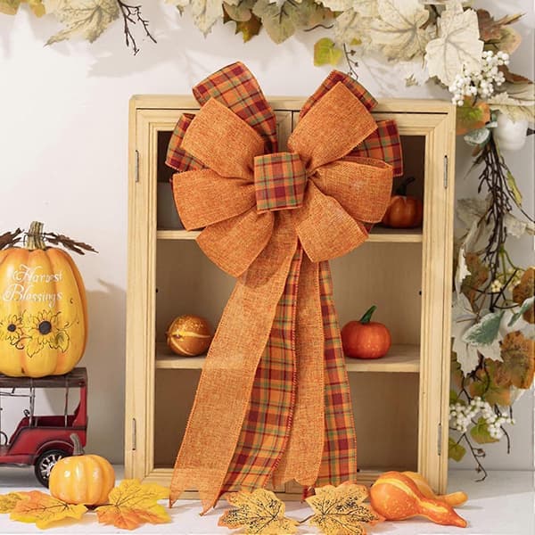 Thanksgiving sløjfe ornament, efterårssløjfe til krans, 3 stykker efterårshøstdekorationer