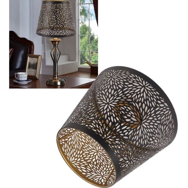 Utskåret jernlampeskjerm \"tre\" - E27, svart, 15 cm, moderne design
