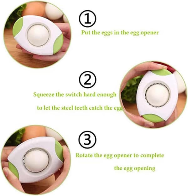 Grønn Eggeskallåpner, Eggknekkerseparator for rå egg, Kreativ Eggeskalltoppkutter, Eggkutter for hardkokte egg