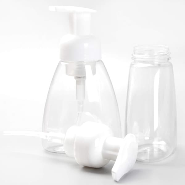 5-pakning Klar Oval Såpedispenser i Plast med Skum, Påfyllbare Plastpumpeflasker med Reiselås for Hånddesinfeksjon