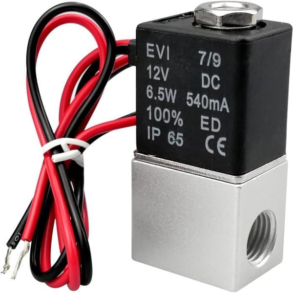 12V DC 1/4\" NPT magnetventil, 2-vejs normalt lukket - aluminium, NBR, rustfrit stål