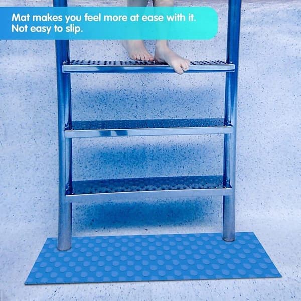 Skridsikker PVC poolstigemåtte, 23×90 cm, blå, vaskbar og kan klippes til