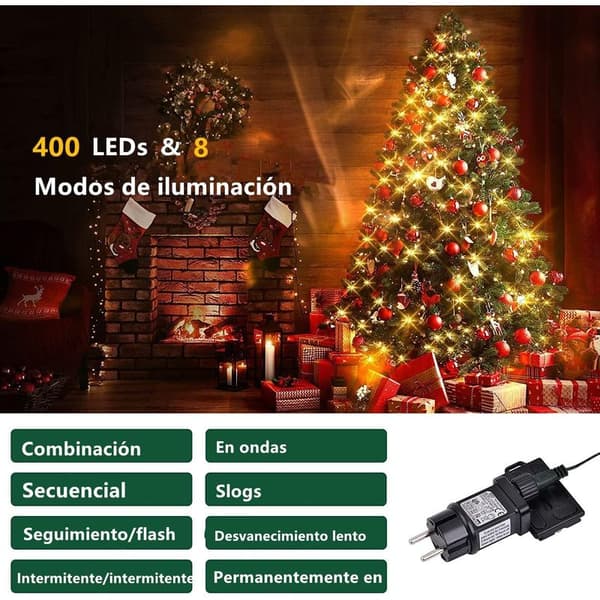 400 LED Julelys – 16 Strenger – IP44 Vanntett Belysning – 8 Lysmoduser – Rask 5-minutters Installasjon