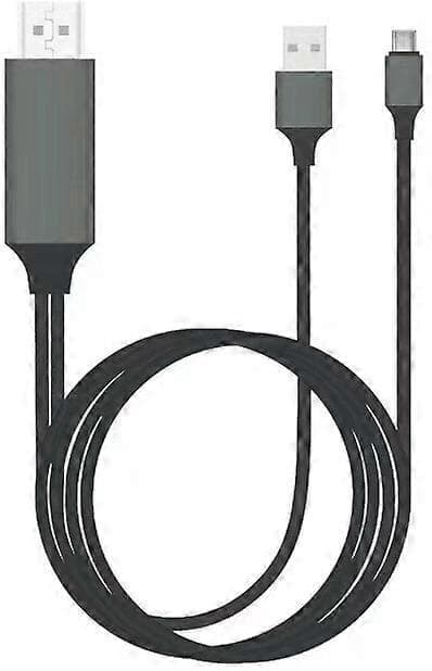 2m Type-C+USB til HDMI Videooverførselsadapterkabel til projektor, skærm, HDTV - Sort