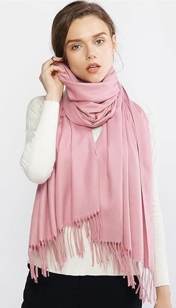 Tørklæder til kvinder Pashmina sjaler og wraps til bryllupstørklæder til kvinder vinter (pink)