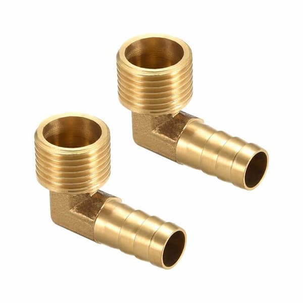 90° hullingkoppling, 12 mm hulling x 1/2\" utvändig G-gänga - Mässing - 2-pack - Pneumatisk användning