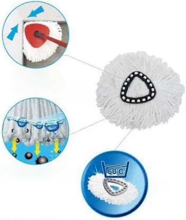 2 stk. Easy Wring Mopp Erstatning, Mikrofiber For Vileda