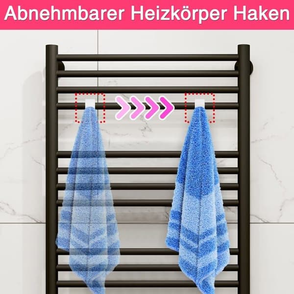Sett med 8 hvite radiatorhaker – for håndklestativ, rør ≤ 2,5 cm