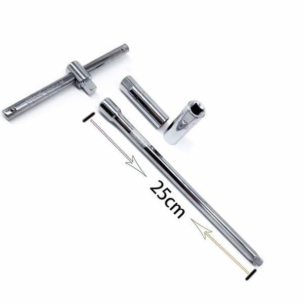 Tennpluggpipe sett 14/16mm + 3/8\" - T-håndtak - Krom-vanadium stål - Varmebehandlet