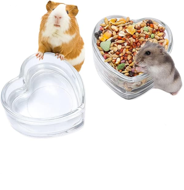 2 st hamsterfoder- och vattenskål, söt form gräsdricks- och matskål, transparent matskål för hamster