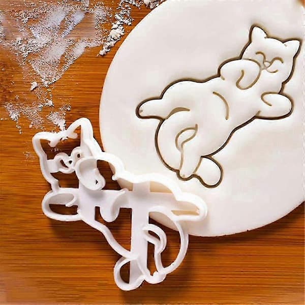 Katteformede kakeformer i plast, \"Kitty Butt\"-form, DIY kjeksform, bakeredskaper, DIY kjeks håndform, bakeutstyr
