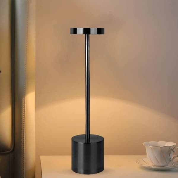 1800mAh USB Genopladelig Trådløs Bordlampe, 3-farvet Touch LED, Sort