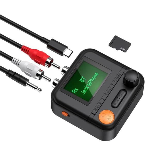 Bluetooth-sender/mottaker, HiFi Bluetooth-lydadapter med skjerm, trådløs lydadapter for strømming av lydsystem