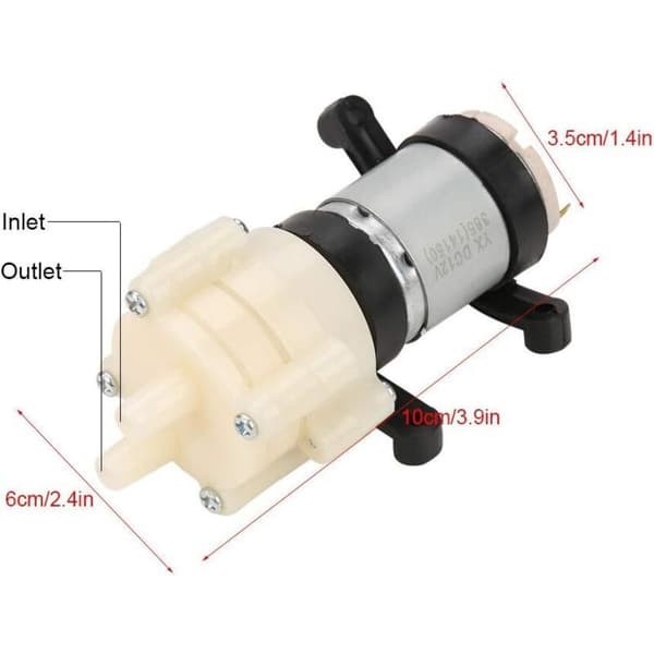 12V Mini Membranvattenpump, 1,5-2L/min Elektrisk Vattenpump, Vattentrycksmembranpump för Akvarier och Temaskiner