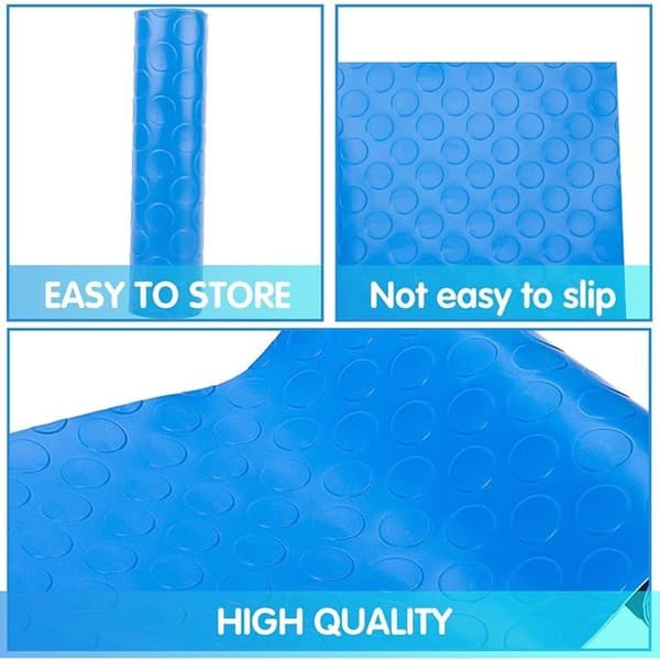 Skridsikker PVC poolstigemåtte, 23×90 cm, blå, vaskbar og kan klippes til