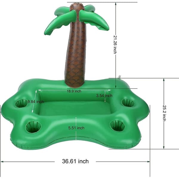Pool Float, Flydende Bar til Pool, Kopholder, Oppustelig Palme Flydende Bakke til Oppustelig Pool, Velegnet til Pool, Hav, Ferier