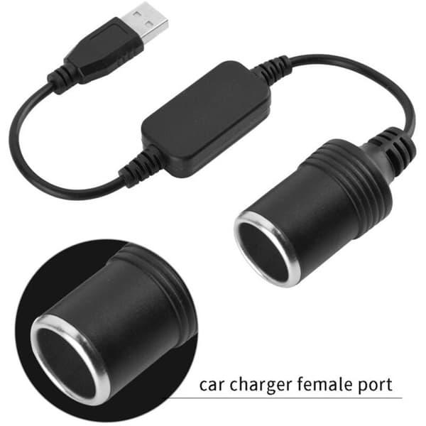 USB til cigarettænderadapter (ingen model specificeret) - 5V 2A USB-indgang - 12V 8W udgang - Sort