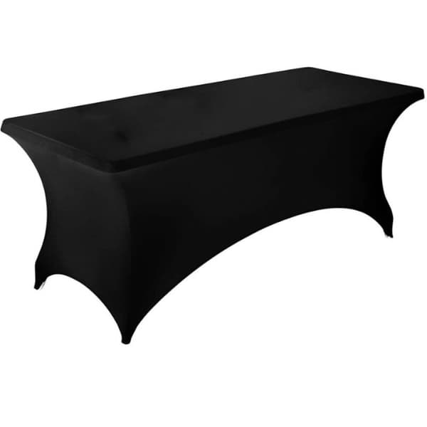 Strækbar dug [183 cm] i polyester og spandex - Maskinvaskbar og rynkefri (sort)