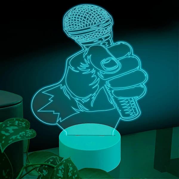 Musik 3D LED bordlampe, Rap Hiphop Rock N Roll Genrer Noder Melodi, Optisk Illusion Akryl Glasplade