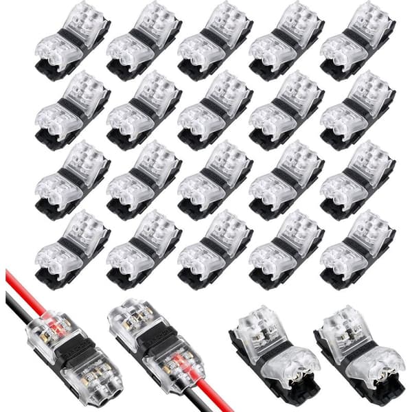 20 Stykker 2-bens H-formede elektriske ledningsforbindere, 20/22 AWG Hurtigkabelstik til Bil, Lys, Lyd