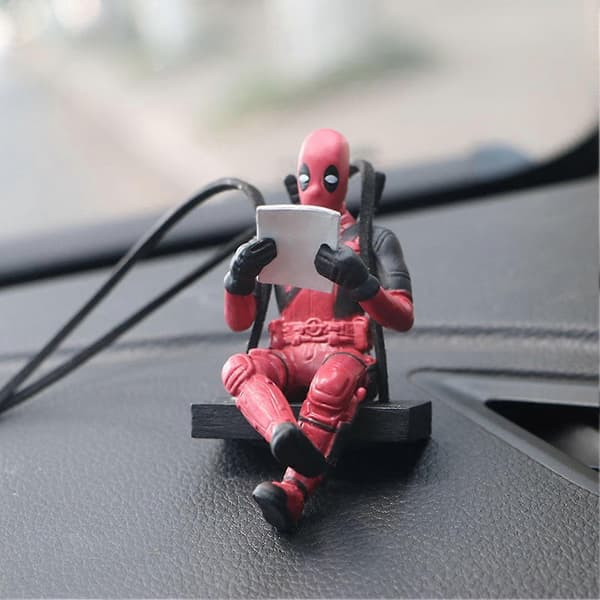 Rolig Deadpool Bil Backspegel Hänge Söt Läsbok Design för Bildekor