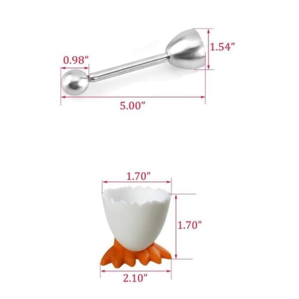 Äggkoppar - 6 st vita äggkoppar - Äggöppnare ingår - Kreativ design - För vuxna