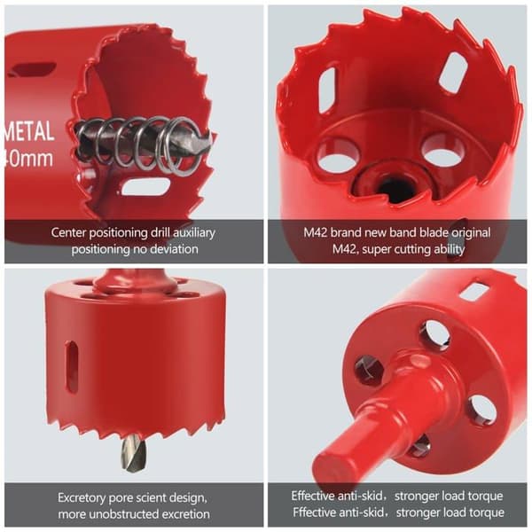 Bimetall hullsag Ø40 mm – sett med chuck, senterbor og etui – kutter opptil 25 mm