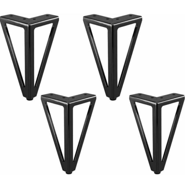 Sæt med 4 udskiftelige møbelben i metal - Sort - 15 cm - Til møbler, skabe, sofaer og andre møbler. (15 cm, lys sort)