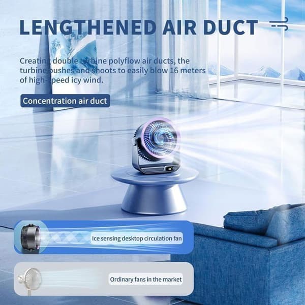 Kraftfuld og støjsvag USB bærbar ventilator, LED-display, køler når som helst, genopladelig
