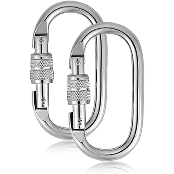 Oval klätterkarbinhake 25 kN - Aluminium - Skruvlåsning - 2-pack