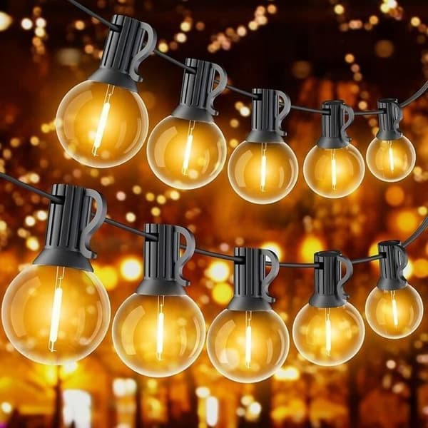 15m utendørs lyslenke 25 LED G40 E12 IP44 Varmhvit 2700K