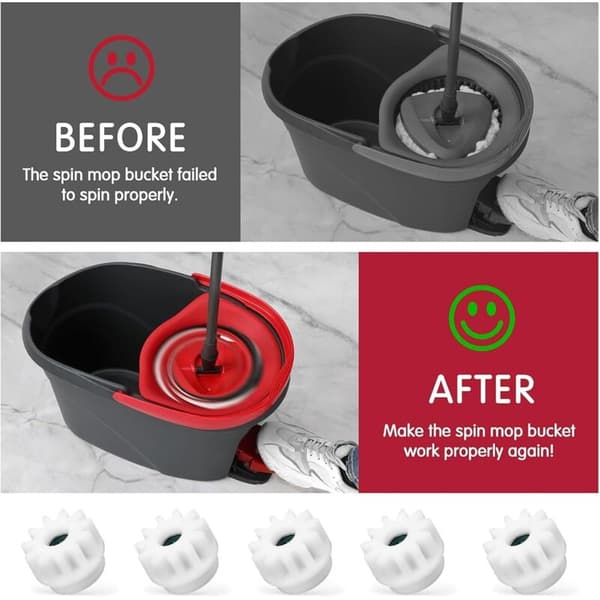 5-delt reservedelssæt til Spin Mop, kompatibelt med roterende mopper – Nem montering