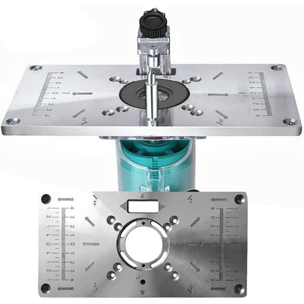 Indsatsplade til fræsebord 235×120×8 mm i aluminiumslegering + 4 ringe - sort