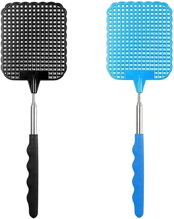 2 delar flugsmälla, utdragbar flugsmälla, justerbar längd 26 till 72 cm (blå + svart)