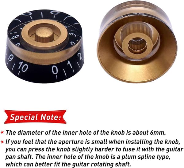 4 st Bärnstensfärgade Top Hat Stil 6mm Gitarrkontrollknappar för Elgitarr Bas Volymkontrollknapp, Radio Reservdelar Ersättning KNOB-S32
