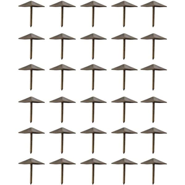 Sæt med 30 dekorative søm med 14x14 mm hoveder, antik bronze finish, til møbler - 20 mm længde