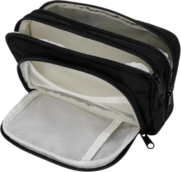 Abrikos penalhus med rum Stor multifunktionel Preppy papirvarer organizer sort Black
