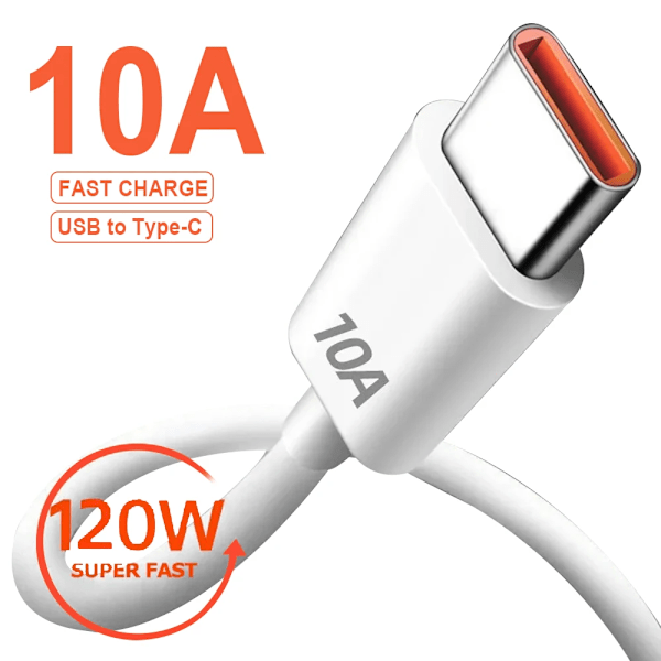 USB Typ C-kabel 10A Snabbladdningskabel Mobiltelefon USB-kabel för iPhone 15 Xiaomi Redmi Samsung Poco f5 USB C Datakabel Sladd 10A för Typ C