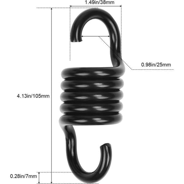 Fjederkrog til gynge/hængekøje - 400 kg kapacitet, sort