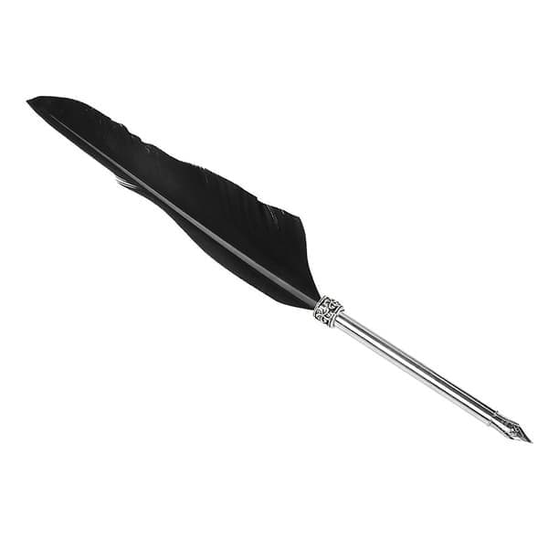 Retro læder notesbog fyldepen fjer dip pen blækflaske sæt papirvarer gaveæske sort